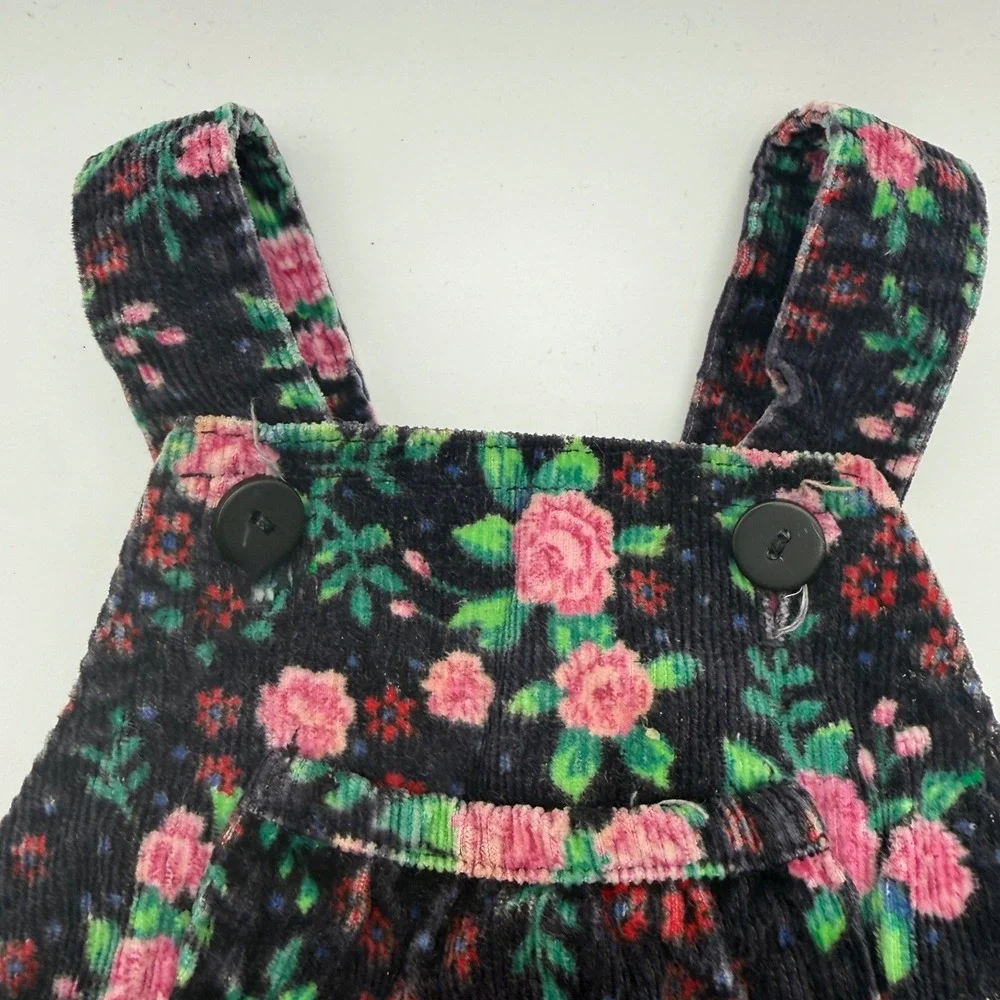 Vintage 24M Baby B'Gosh OshKosh Floral Corduroy Overalls Vestbak Cottagecore USA